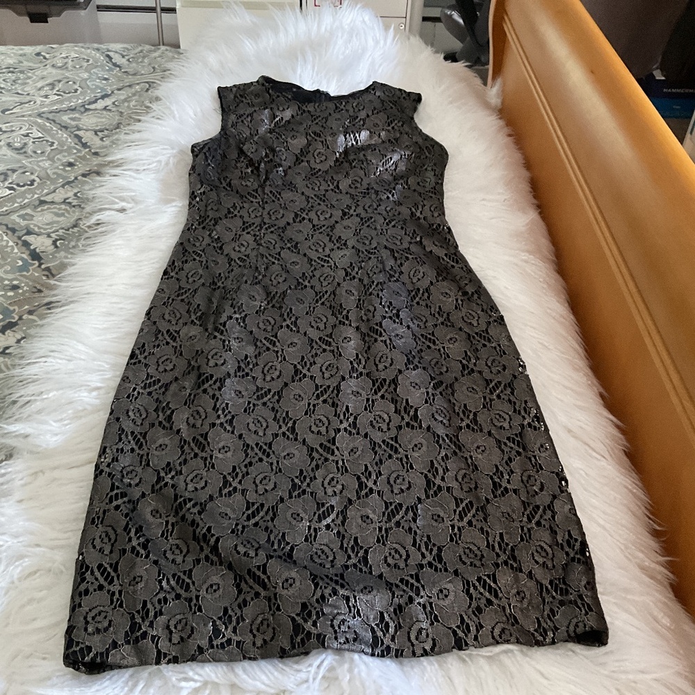 White House Black Market Metallic Lace Dress